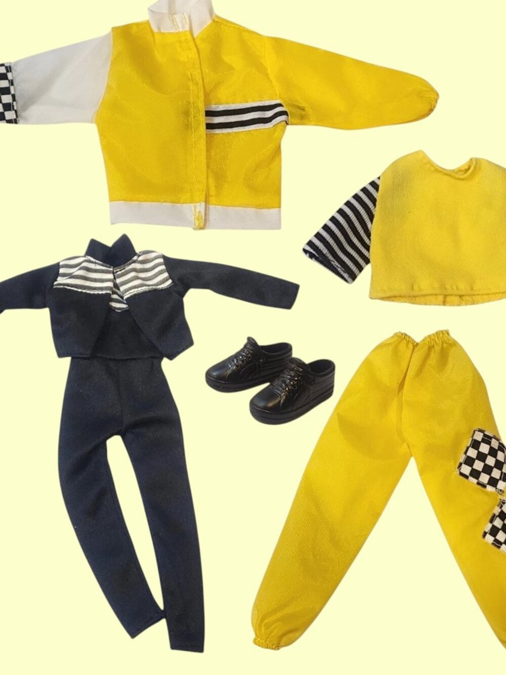 1980's Barbie & Ken Yellow and Black & White Stripes Tracksuit